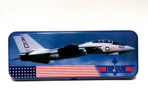 トップガン TOPGUN 缶ペンケース 筆入れ 当時物 レトロ トム・クルーズ F-14 TOMCAT 戦闘機