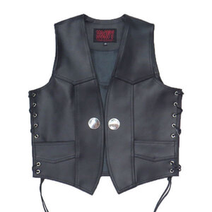 HEAVY オイルレザーベスト ブラック（42インチ）VEST (HVO-01)メンズ