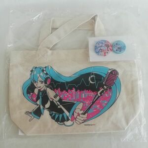 初音ミク トートバッグ☆イラスト by ざいん☆Vocaloid: Miku Hatsune☆Happyくじ 2013-Summer G賞 缶バッジ2個(4cm&2cm)付き