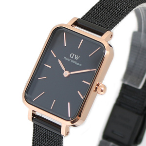 ダニエルウェリントン 腕時計 QUADRO PRESSED ASHFIELD 20×26 ローズゴールド DW00100433 クアドロプレスド ブラック