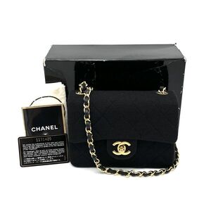 １円 美品 CHANEL シャネル ミニ マトラッセ ターンロック ココマーク コットン ジャージ チェーン ショルダー バッグ eK1121N