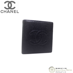 シャネル （CHANEL） ココマーク キャビアスキン 二つ折り コンパクト 財布 A13507 ヴィンテージ品 ブラック（中古）