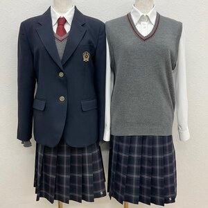 U589/S1120(中古)京都府 朱雀高校 女子制服8点 /9R/M/W66/ブレザー/セーター/ベスト/ブラウス/スカート/ネクタイ/夏服/冬服/学生服/卒業生