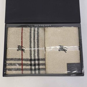 未使用品！BURBERRY バーバリー フェイスタオル 2枚セット 日本製 西川産業 ベージュ/チェック柄★842v16