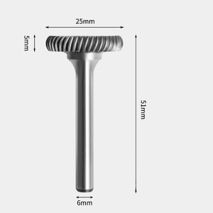 25 x 5mm T字 丸型 シングルカット シャンク径 6mm 超硬 ロータリーバー リュータービット 超硬バー GAVAN DIY