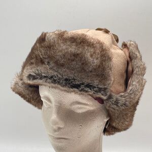 KO1270□KANGOL カンゴール ファー付き飛行帽 WOOL USHANKA 耳当て付き ベージュ Sサイズ 未使用タグ付き