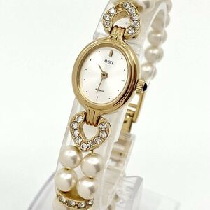 腕時計 レディース AVON クォーツ quartz ゴールド 金 GOLD パール ストーン 9N0813 エイボン ジュエリーウォッチ Watch Y1840