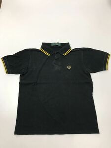 FRED PERRY フレッドペリー 半袖 ポロシャツ イングランド製 ブラック　イエロー　刺繍