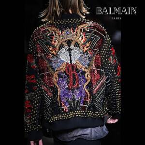 新品正規 BALMAIN HOMME（バルマンオム）STUDS BLOUSON ALL OVER SERPENT スタッズ メタルゴッド ジャケット刺繍ブルゾン44 定価600万円超w