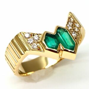 CrescentVert(クレサンベール)＊K18 天然ダイヤモンド/エメラルドリング＊n 4.0g 約11.5号 emerald diamond ring 指輪 jewelry EC9/EC9