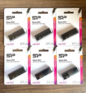 USBメモリー 64GB シリコンパワー USB3.0 スライド式【6個セット】