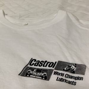 Castrol! World Champion Lubricants! プリント! 半袖TEE! Tシャツ! SIZE L! シングル・ステッチ! VINTAGE? 車! バイク! 企業! 状態良!