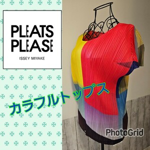 【タグ付き・美品】 ISSEY MIYAKE 　イッセイミヤケ　プリーツプリーズ　PLEATS PLEASE　トップス 特殊加工