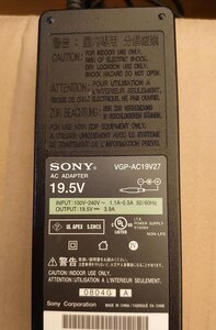 SONY純正 VGP-AC19V27 19.5V 3.9A 6.5mm×4.4mm 対応 ACアダプター