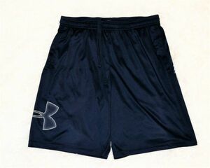 ⑪★アンダーアーマー★UNDER ARMOUR★ ネイビー　２ポケット・ゴム＆紐付きハーフパンツ 薄手柔らか素材ショート短パンlg/l ll 80～100