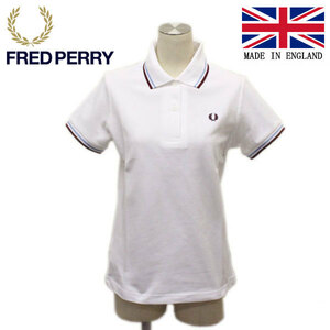 FRED PERRY (フレッドペリー) G12 レディース ラインポロシャツ イングランド製 301-WHITE/MAROON FP336-12