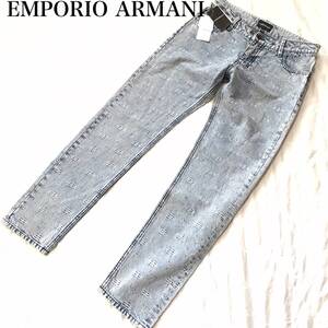 ★ EMPORIO ARMANI エンポリオ アルマーニ イーグルロゴ モノグラム イーグル デニム ジーンズ キッズ 14A 166cm メンズS相当 未使用 ★