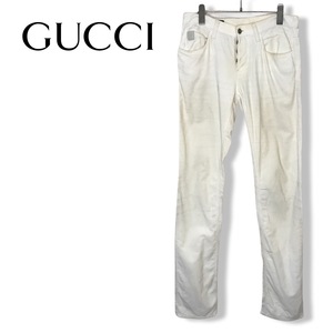 訳アリ★GUCCI グッチ★メンズ ボタンフライ コーデュロイ パンツ ボトムス 白 ホワイト size 44 管:C:02