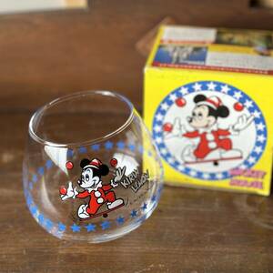 ディズニー ゆらりんこグラス キリンレモンまでミッキーマウス Mickey Mouse ガラスコップ ノベルティ 非売品 レトロ 当時物 Disney