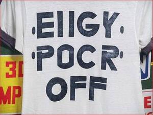 ☆・ELLGY・ ・ POCK・ ・ OFF・→FUCK OFF☆Made in USA製アメリカ製ビンテージリンガープリントTシャツ70s70年代騙し絵パロディー