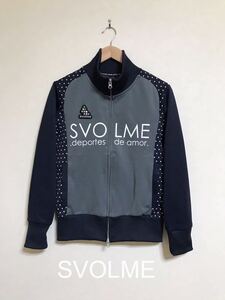 SVOLME スボルメ ビッグロゴ ジャージ トラックトップ レディース サッカー トップス サイズXS 長袖 ネイビー グレー ドット柄 SVOL-1127