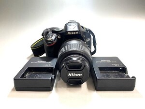 1円～ 売り切り 中古 通電OK Nikon ニコン デジタル一眼レフカメラ D5200 DX AF-S 18-55mm ブラックボディ 写真 撮影 コレクター