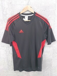 ◇ adidas アディダス Vネック 半袖 カットソー L ブラック #