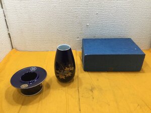 新品未使用　有田焼？三川内焼？応接揃　萬里作　花瓶　花器　花生　灰皿　伝統工芸　骨董　長期保管　