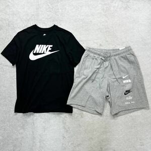 【格安送料】新品未使用 NIKE Lサイズ ナイキ セットアップ Tシャツ ハーフパンツ カットソー 人気ロゴ 定番 ショーツ ブラック スウェット