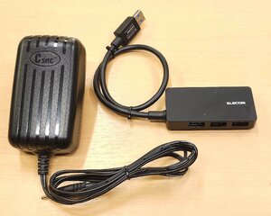 動作品　ELECOM/エレコム/USB 3.0/ハブ/4ポート/U3HS-A420SBK/ACアダプター付