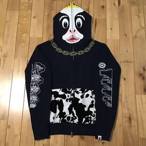 ホルスタイン パーカー Mサイズ ネイビー Holstein full zip hoodie a bathing ape BAPE cow エイプ ベイプ アベイシングエイプ NIGO i2375