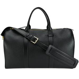 トムフォード TOM FORD ボストンバッグ 2way ショルダー ダッフルバッグ トラベル ブラック 黒 ゴールド金具 レザー 旅行 出張 中古