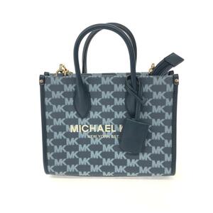 新品同様◆MICHAEL KORS マイケルコース MIRELLA 2WAYスモールトートバッグ◆35T2G7ZC5J ネイビー コットン ショッパー bag 鞄