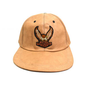 希少 1980s HARLEY DAVIDSON Genuine Lether cap Beige 80年代 ヴィンテージ ハーレーダビッドソン バイク レザーキャップ ベージュ