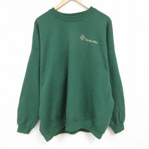 XL/古着 リー Lee 長袖 スウェット メンズ 00s OrthoNet 大きいサイズ クルーネック 緑 グリーン 24nov18 中古 スエット トレーナー トップ