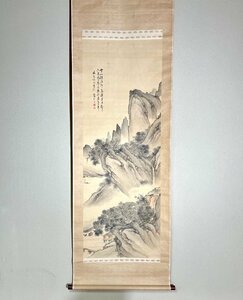 【洛座】【真作】逸品 江戸後期の画家 長谷川嵐渓 筆 山水＜南画中国唐物◆