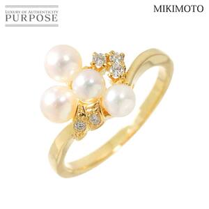 ミキモト MIKIMOTO 9号 リング ベビーパール ダイヤ K18 YG イエローゴールド 750 真珠 指輪 Baby Pearl Ring 90249219