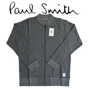 新品 ポールスミス Paul Smith ジップアップ スウェット M ストライプ ラウンジウェア ハニカム チャコール杢 秋冬