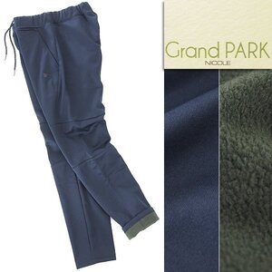 新品 Grand PARK ニコル 裏フリース ボンディング ストレッチ テック パンツ 46(M) 紺 【P26846】 NICOLE 秋冬 メンズ 裏起毛 裏暖