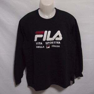 古着 メンズM FILA/フィラ スウェットシャツ 長袖 トレーナー スポーツ カジュアル ブラック