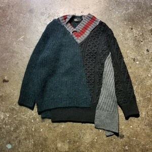 kolor 20AW VOLUME WOOL KID MOHAIR V CRAZY KNIT カラー 再構築 クレイジーパターンニット