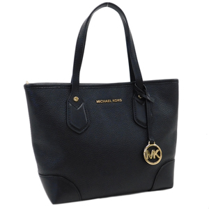 1円 ■ 美品 マイケルコース ハンドバッグ ブラック系 レザー MKサークルロゴ MICHAEL KORS ■E.Bme.An-14