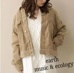 earth music&ecology コーデュロイGジャン ショート ベージュ