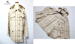 新品未使用 BURBERRY LONDON 撥水ジャケット 11 トーナルチェック柄 イタリア製生地 フード付き エクリュベージュ　バーバリー ロンドン