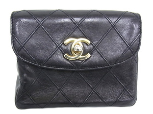 シャネル CHANEL　マトラッセ　ウエストバッグ バッグ　ゴールド金具 ラムスキン ブラック 【中古】【程度B】【良品】