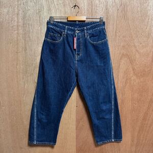 希少【dsquared2 ディースクエアード【商品名】ロゴ タブ/濃紺 クロップド デニム パンツ/cropped denim pants 