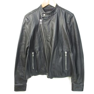 美品 DIESEL BLACK GOLD ディーゼルブラックゴールド ラムレザー ダブルライダースジャケット ブルゾン サイズ38 ブラック ◆