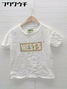 ◇ WESTOVERALLS ウエストオーバーオールズ ロゴ 半袖 Tシャツ ホワイト ゴールド レディース