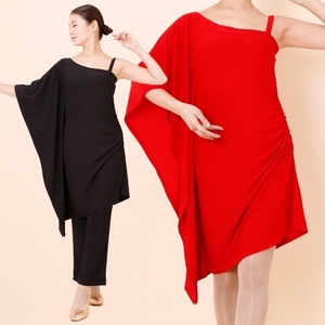 【新品　送料無料】きれいな　赤　変形ドレス　チュニック　ワンピース　社交ダンス