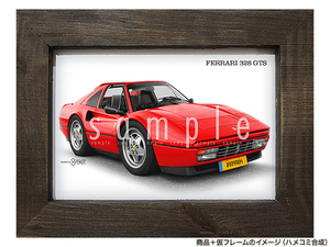 ★カーイラスト077 選べる2色【フェラーリ 328GTS A】旧車 送料安